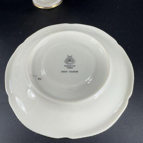 Vintage Castleton China Dolly Madison USA Ivory Pink Rose Teacup And Saucer Set - Picture 13 of 14